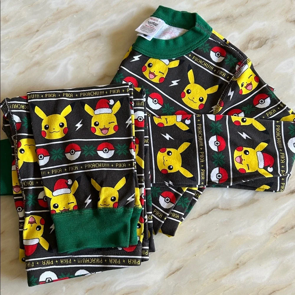 Hanna‎ Andersson Kids Pokemon Holiday Christmas 2-Piece Pajama Set Size 12